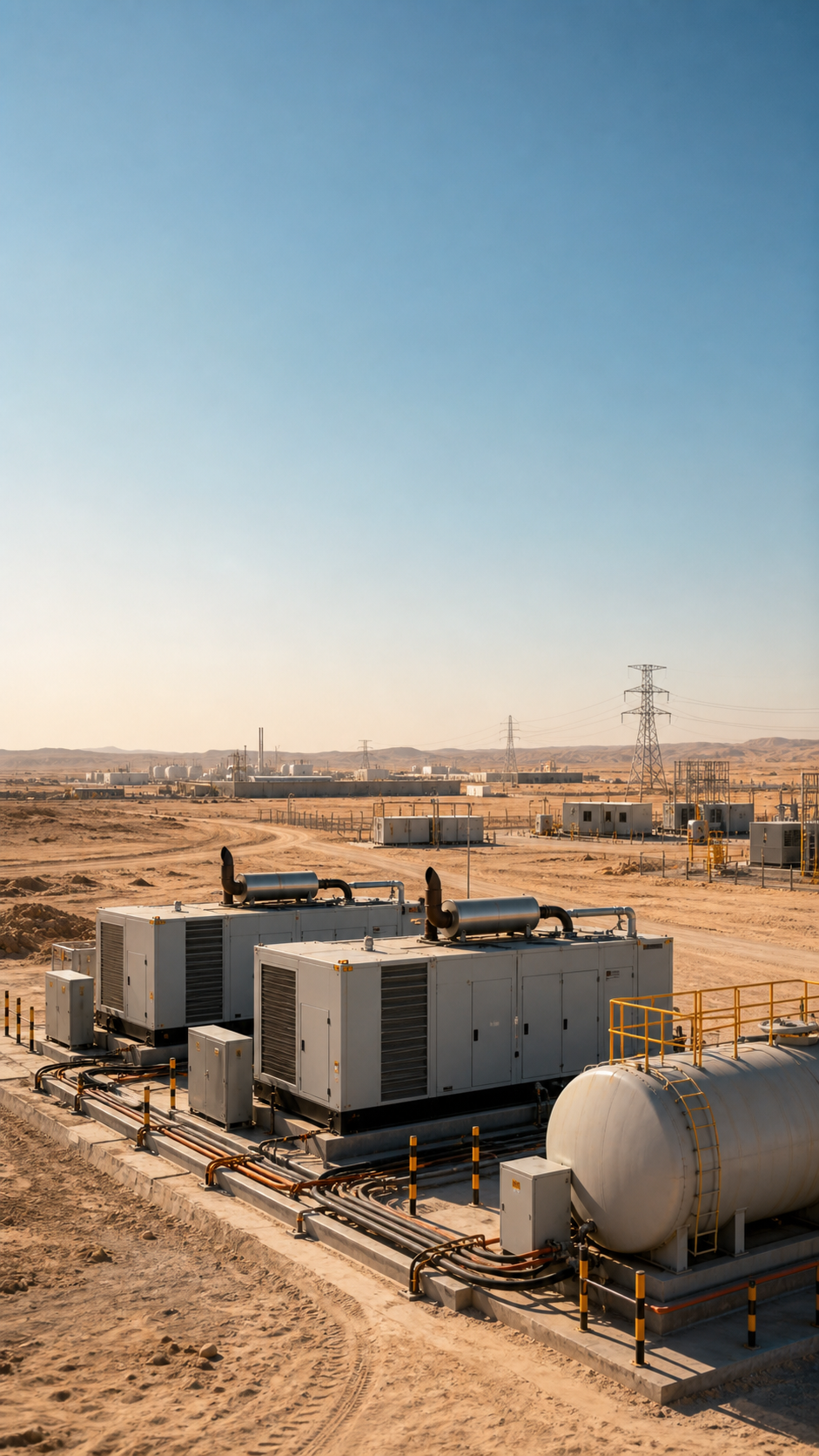 Remote industrial power site in a MENA desert environment